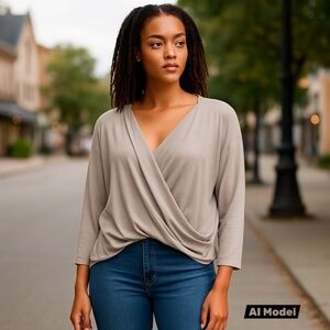 Altar'd State Elegant Beige Drape Top Size Small‎